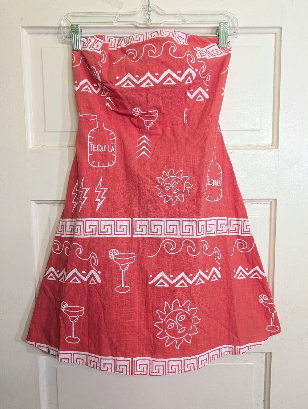 By Frankie XS Tequila Print Strapless Cotton Sundress Smocked Back - Picture 2 of 10